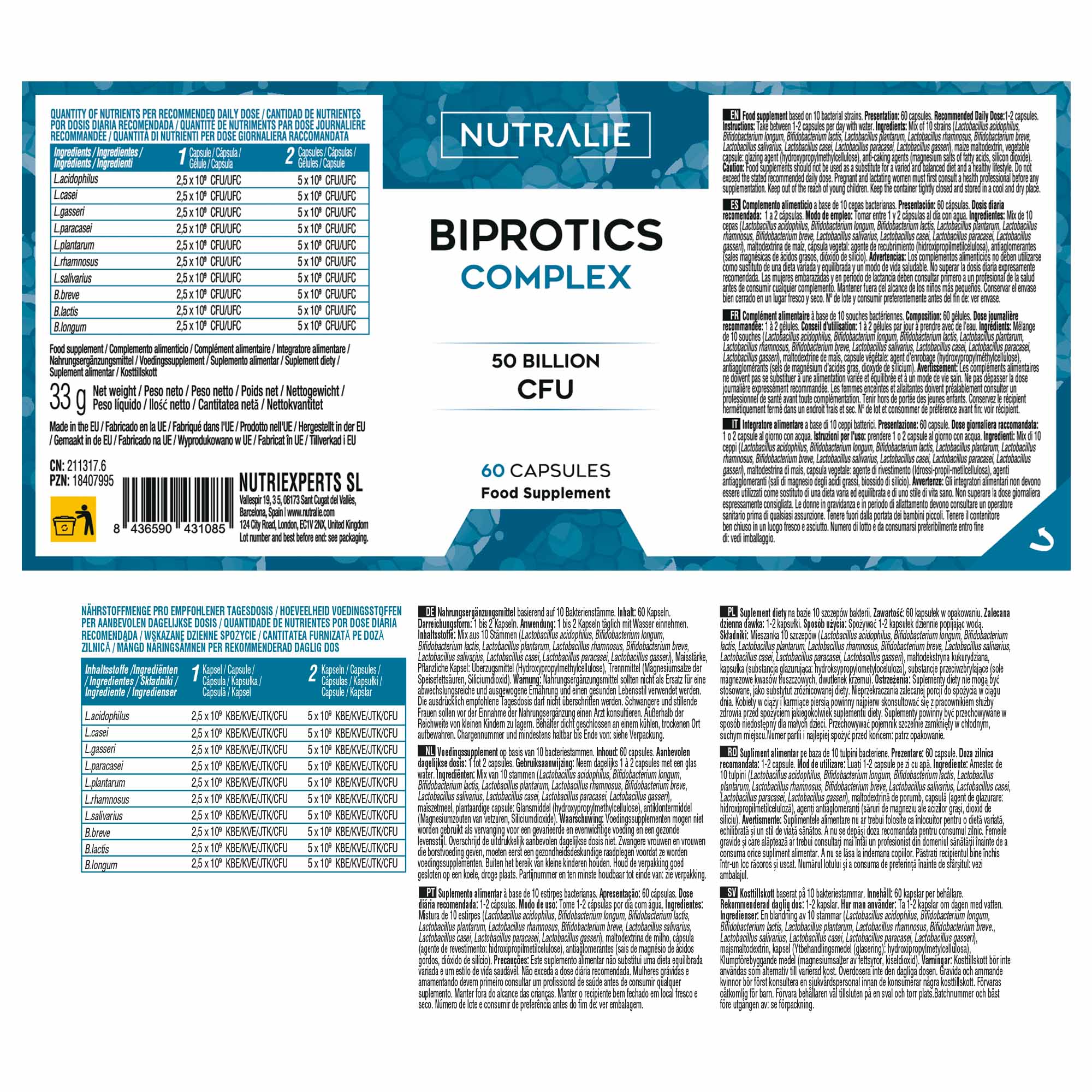 Nutralie Biprotics Complex 60 Capsule - Integratore Di Probiotici