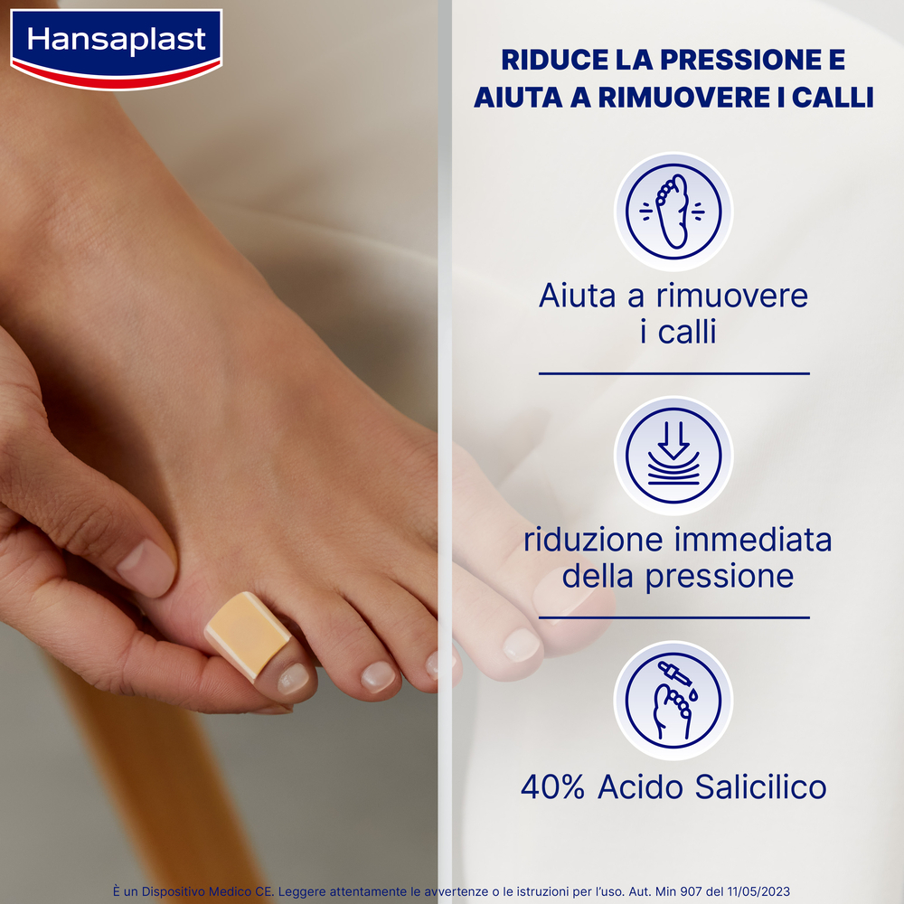 Hansaplast Cerotti per Calli, Cerotti calli piedi trasparenti con acido salicilico, 8 pezzi
