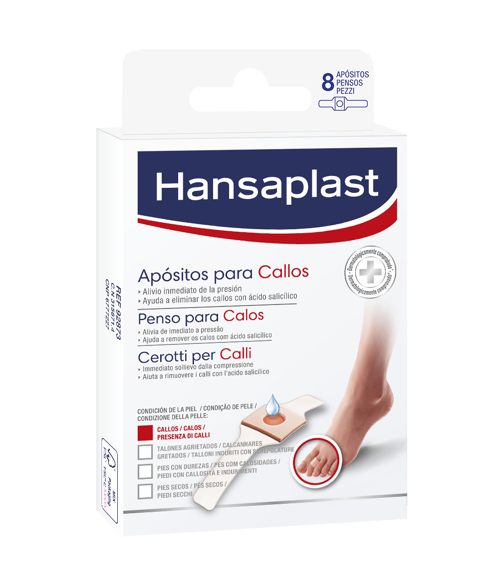 Hansaplast Cerotti per Calli, Cerotti calli piedi trasparenti con acido salicilico, 8 pezzi
