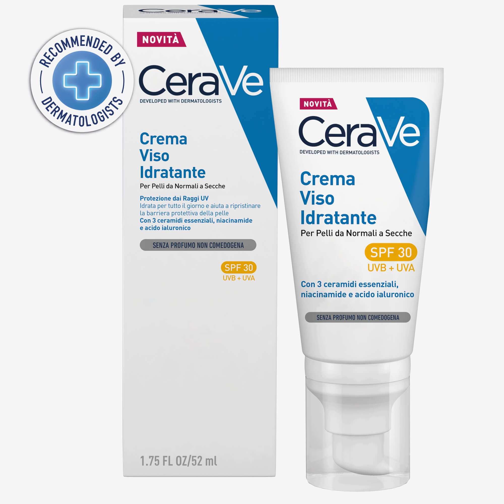 CeraVe Crema Viso Idratante SPF30 24 ore con acido ialuronico 52 ml