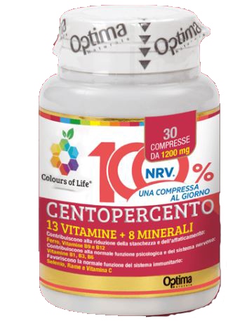 Optima Colours of Life Centopercento Integratore Multivitaminico e Multiminerale 30 Compresse