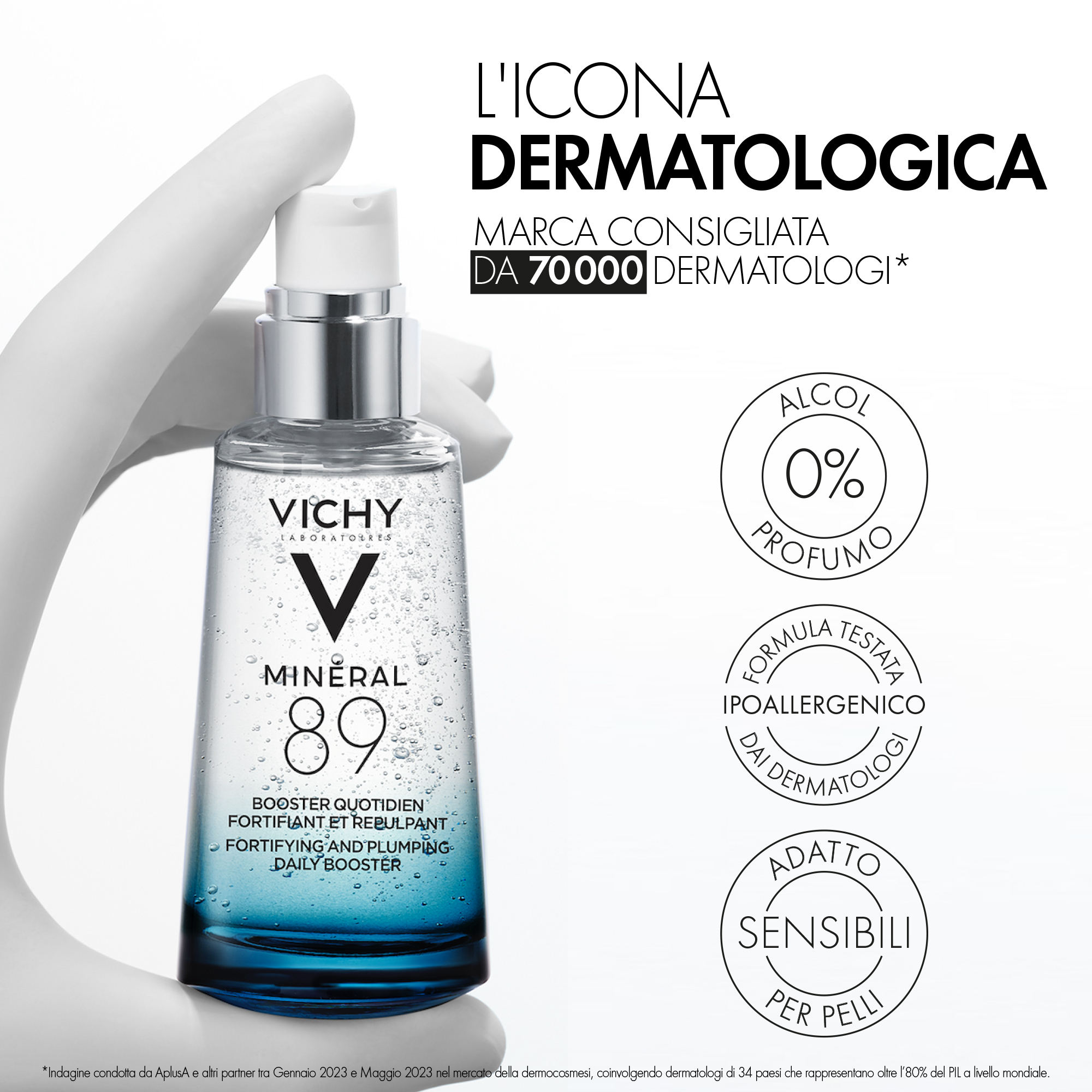 Vichy Mineral 89  Booster quotidiano fortificante e rimpolpante con acido ialuronico 50 ml