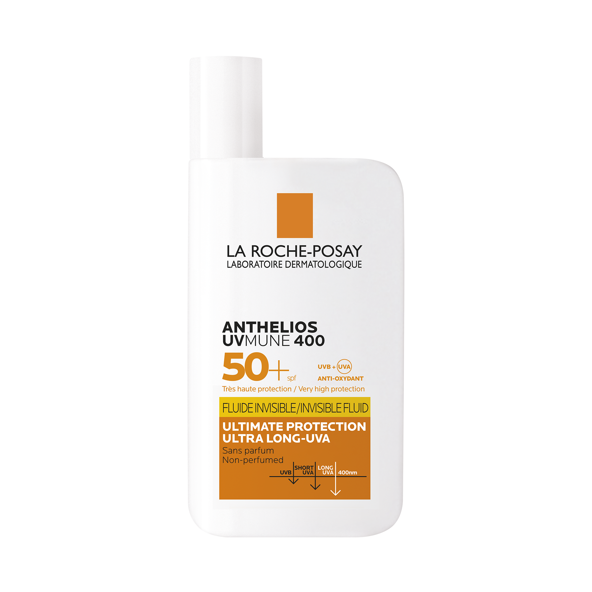 La Roche-Posay Anthelios UVMune 400 Fluido Invisibile SPF50+ 50 ml. Protezione contro i raggi UVA ultra-lunghi.