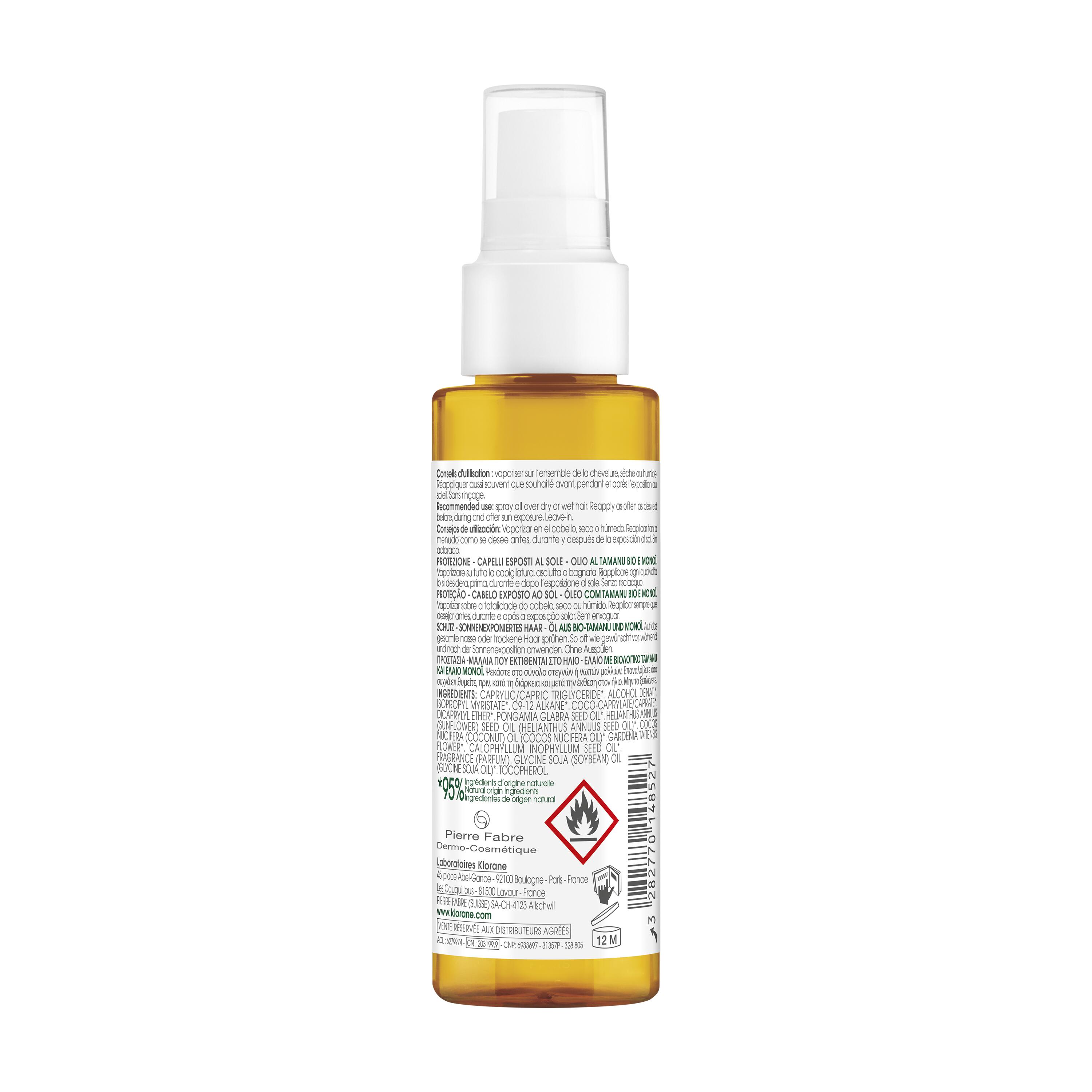 Klorane - Olio Nutriente Per Capelli Al Tamanu Bio E Monoï 100 ml