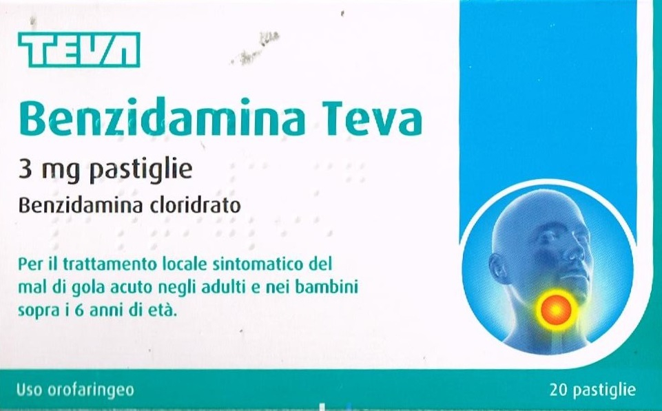 Benzidamina Teva 3mg Mal di Gola 20 Pastiglie