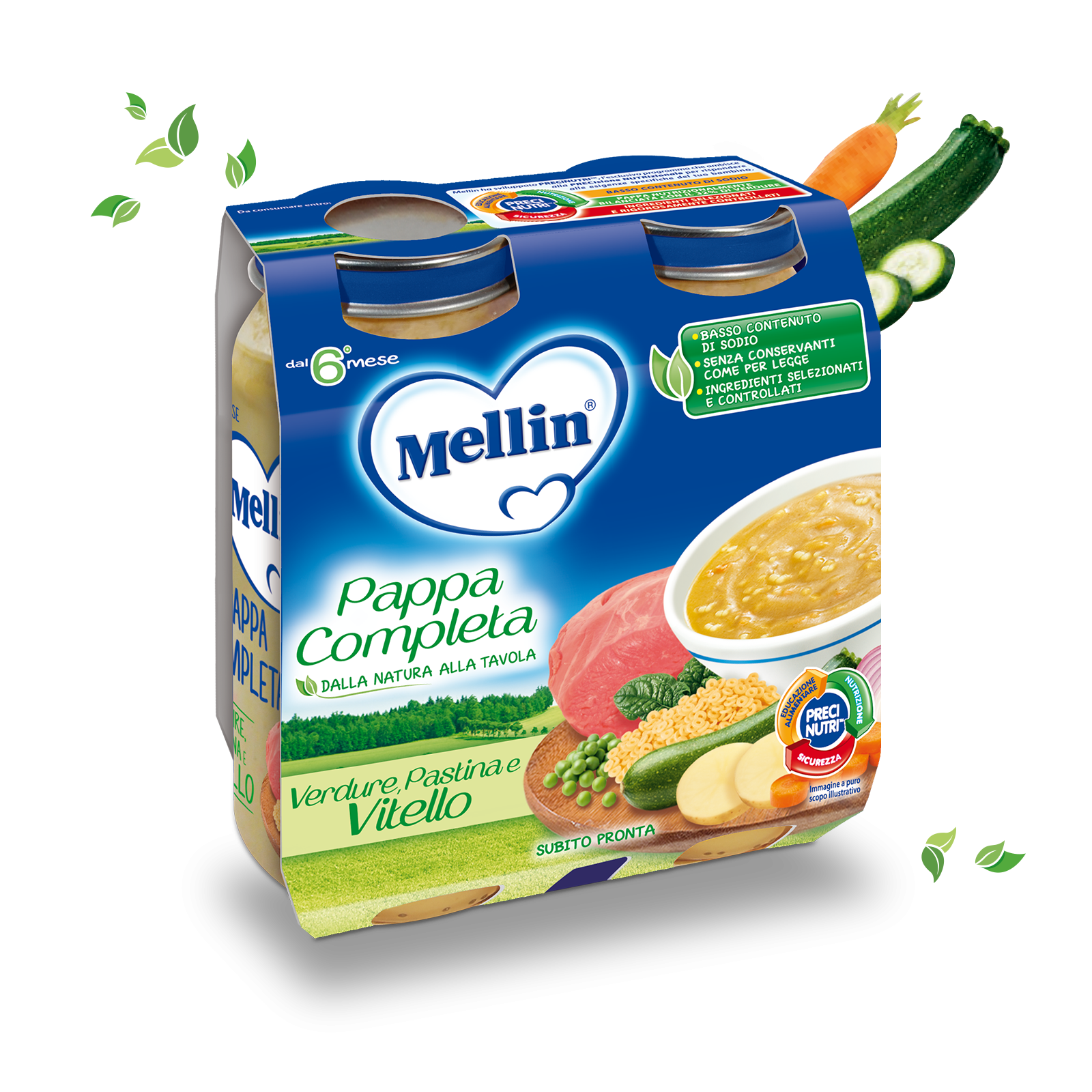 Mellin Pappa Completa Verdura Pastina Vitello 2 x 250 g