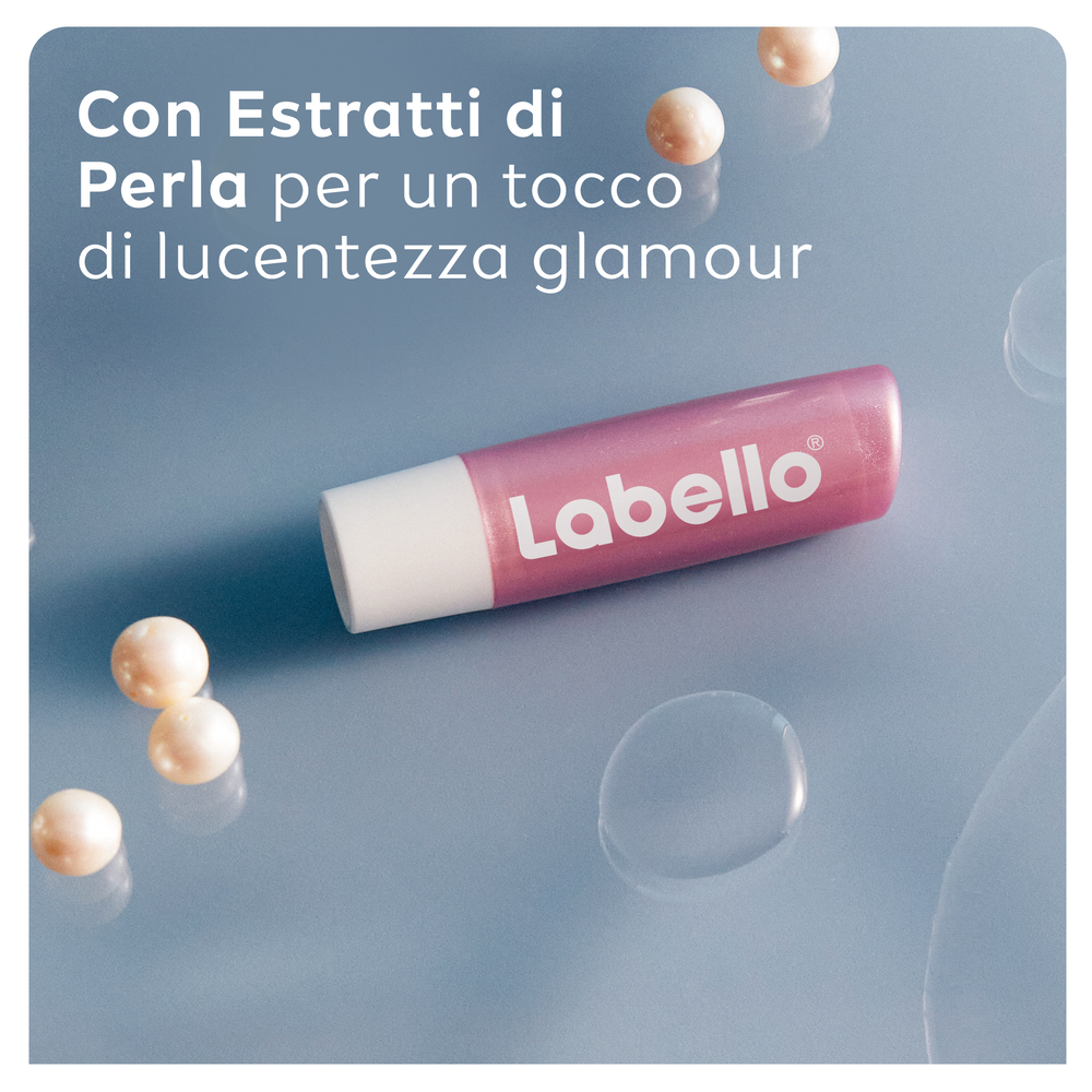 Labello Pearly Shine 4.8 g, Burrocacao labbra colorato e nutriente con Estratti di Perla e Seta
