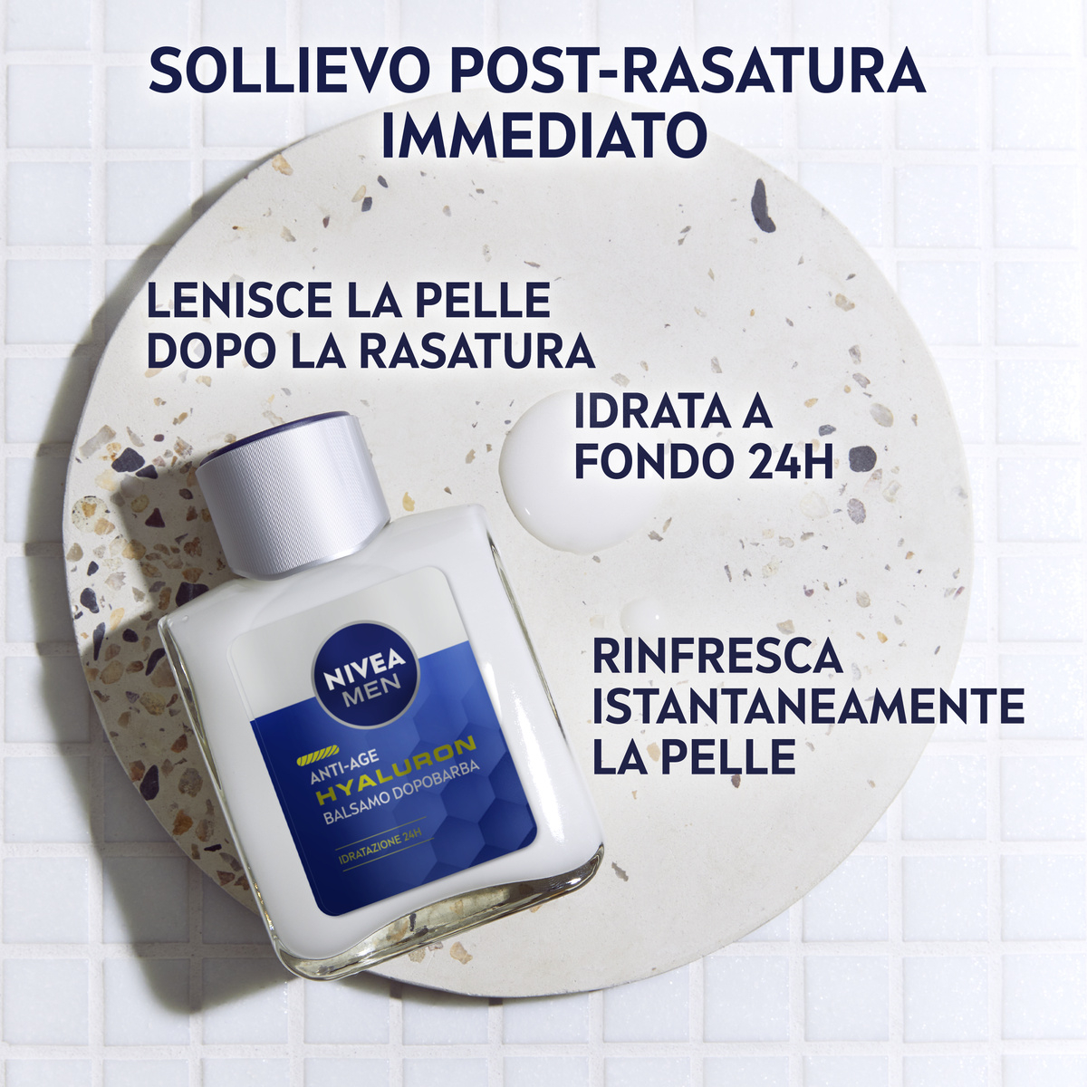 Nivea Men Anti-Age Hyaluron Balsamo Dopobarba 100 ml, Dopobarba uomo idratante per pelli mature