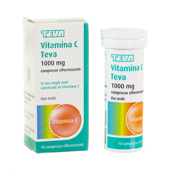 Vitamina C Teva 1000 mg Acido Ascorbico 10 Compresse Effervescenti