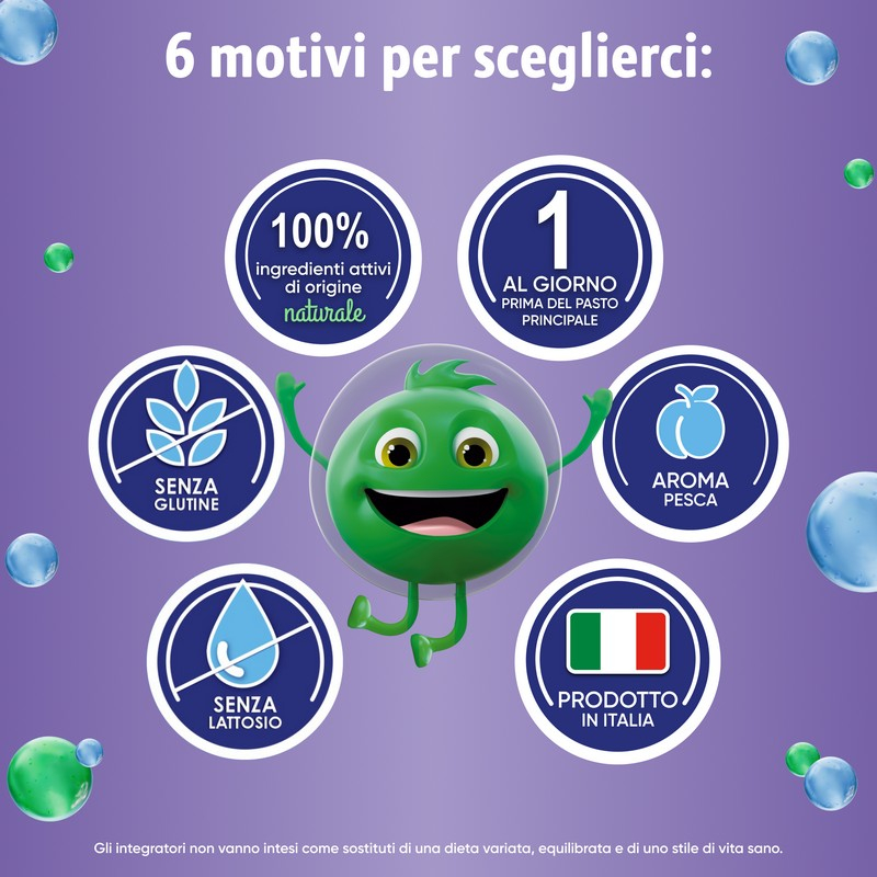 Enterogermina Gonfiore 10 bustine, Integratore Alimentare con Probiotici, Enzimi Digestivi e Fermenti Lattici per Adulti Contro Gonfiore Addominale, Gusto Pesca