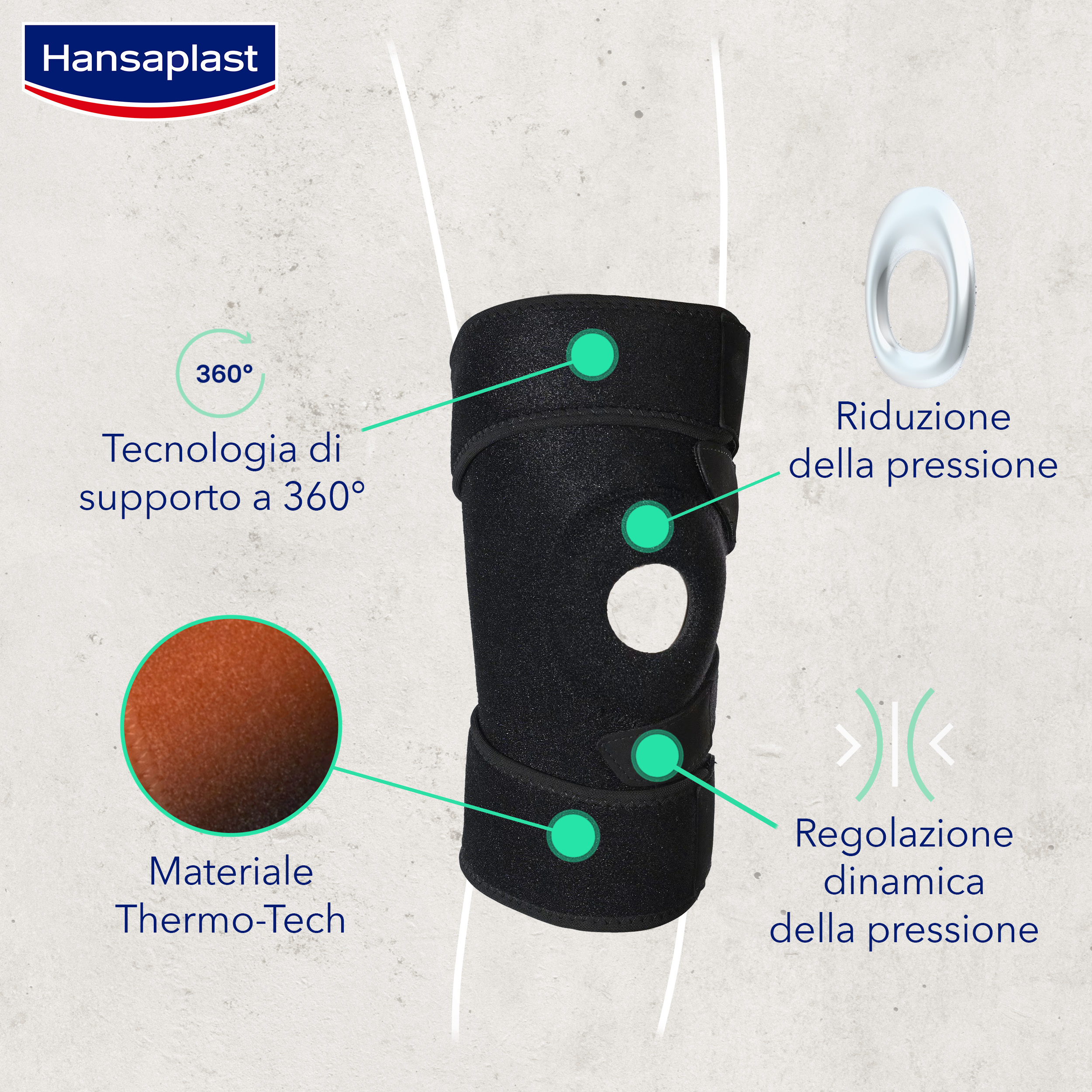 Hansaplast Sport Supporto Ginocchio, Tutore ginocchio per protezione e sollievo dal dolore, 1 pezzo