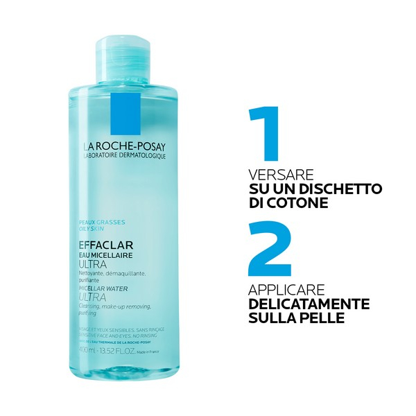 La Roche-Posay Effaclar Detergente Viso Acqua Micellare per pelle mista, grassa o a tendenza acneica 400 ml