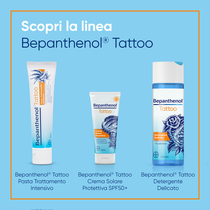 Bepanthenol Tattoo Detergente Delicato per Tatuaggio, con Pantenolo, Protegge, Idrata e Rigenera la Pelle con Tatuaggi, 200ml