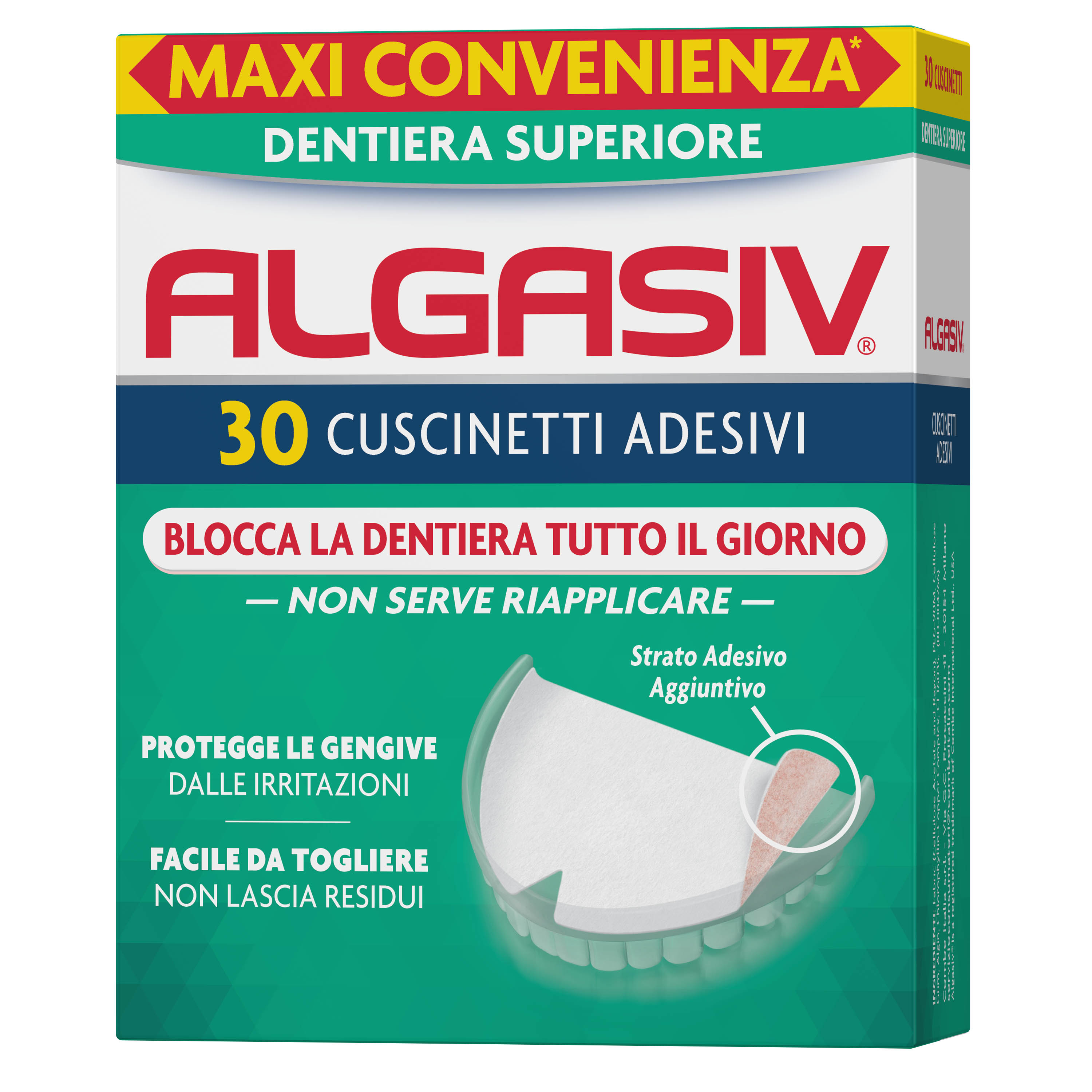Algasiv - Adesivo per protesi dentaria superiore - 30 cuscinetti