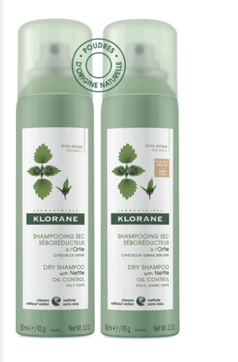 KLORANE Duo Shampoo secco all' ORTICA Bipack Pacco Doppio 150ml +150ml