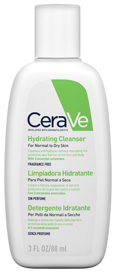 CeraVe Detergente Idratante Viso Pelle da Normale a Secca, con acido ialuronico e ceramidi 88 ml