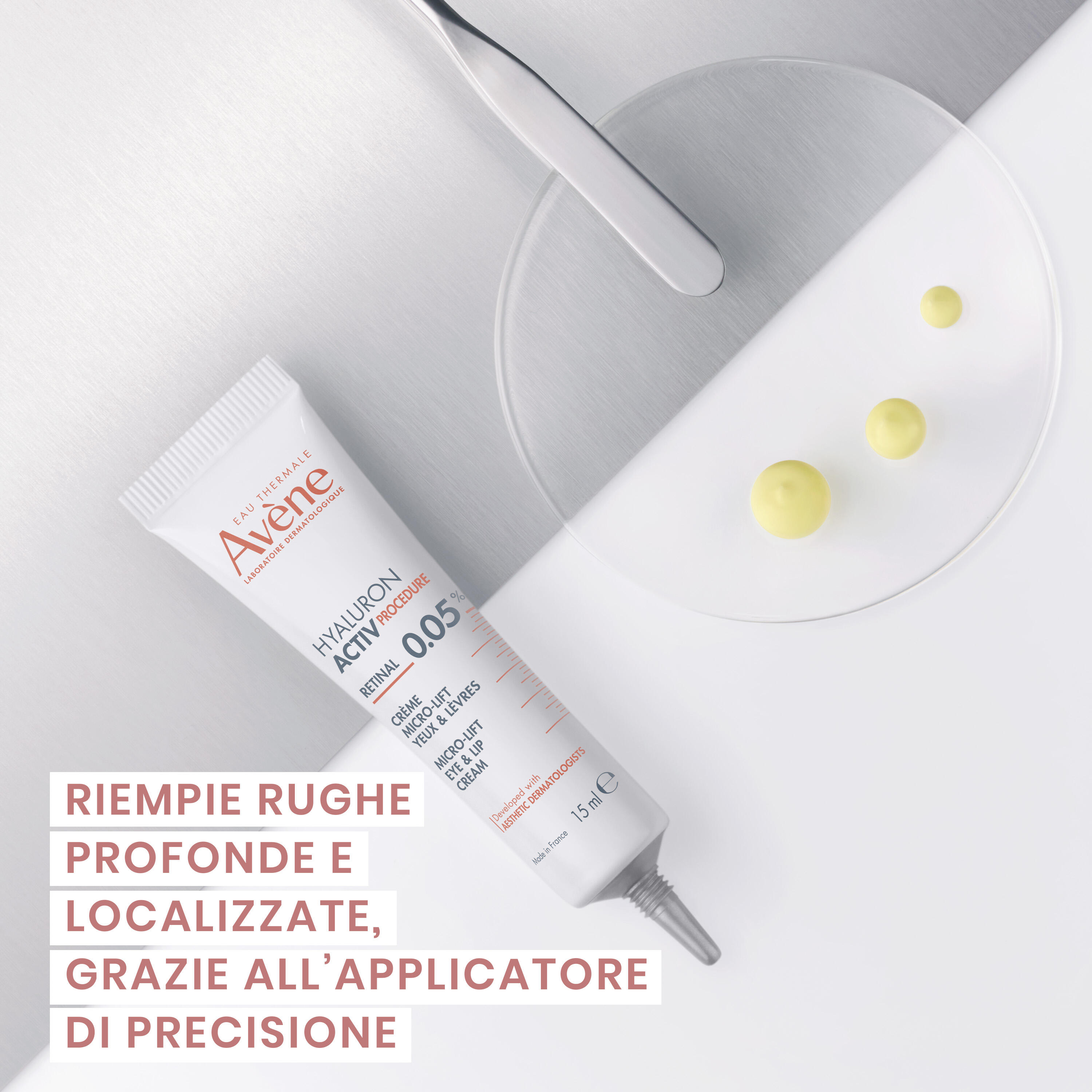 Eau Thermale Avène HYALURON ACTIV PROCEDURE Crema Micro-Lift Occhi & Labbra - 0,05% Retinal - ANTIETA 15 ml