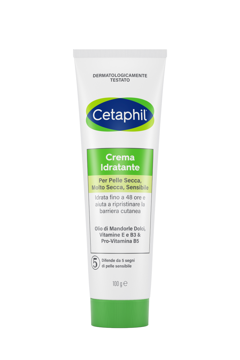 Cetaphil Crema Idratante Viso e Corpo, per Pelle Secca, Sensibile e Danneggiata, Idrata Fino a 48 Ore, Effetto Lenitivo, Senza Profumo, Formato 100 g