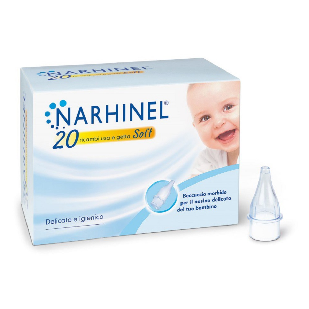 Narhinel 20 Ricambi per Aspiratore Nasale Neonati e Bambini con Filtro Assorbente Usa e Getta Soft 