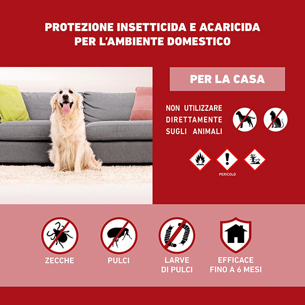 Frontline Homegard 250 ml, Spray Insetticida, Antipulci E Acaricida Per L’ambiente Domestico, Azione Rapida. Protegge Mobili e Tessuti Eliminando Pulci, Zecche, Uova e Larve fino a 6 mesi