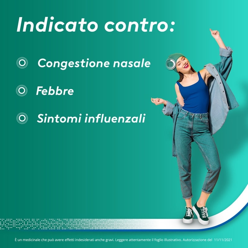 Aspirina Influenza e Naso Chiuso, Granulato per Soluzione Orale, 500mg Acido Acetilsalicilico + 30mg Pseudoefedrina, Effetto Antipiretico e Decongestionante, 10 Bustine