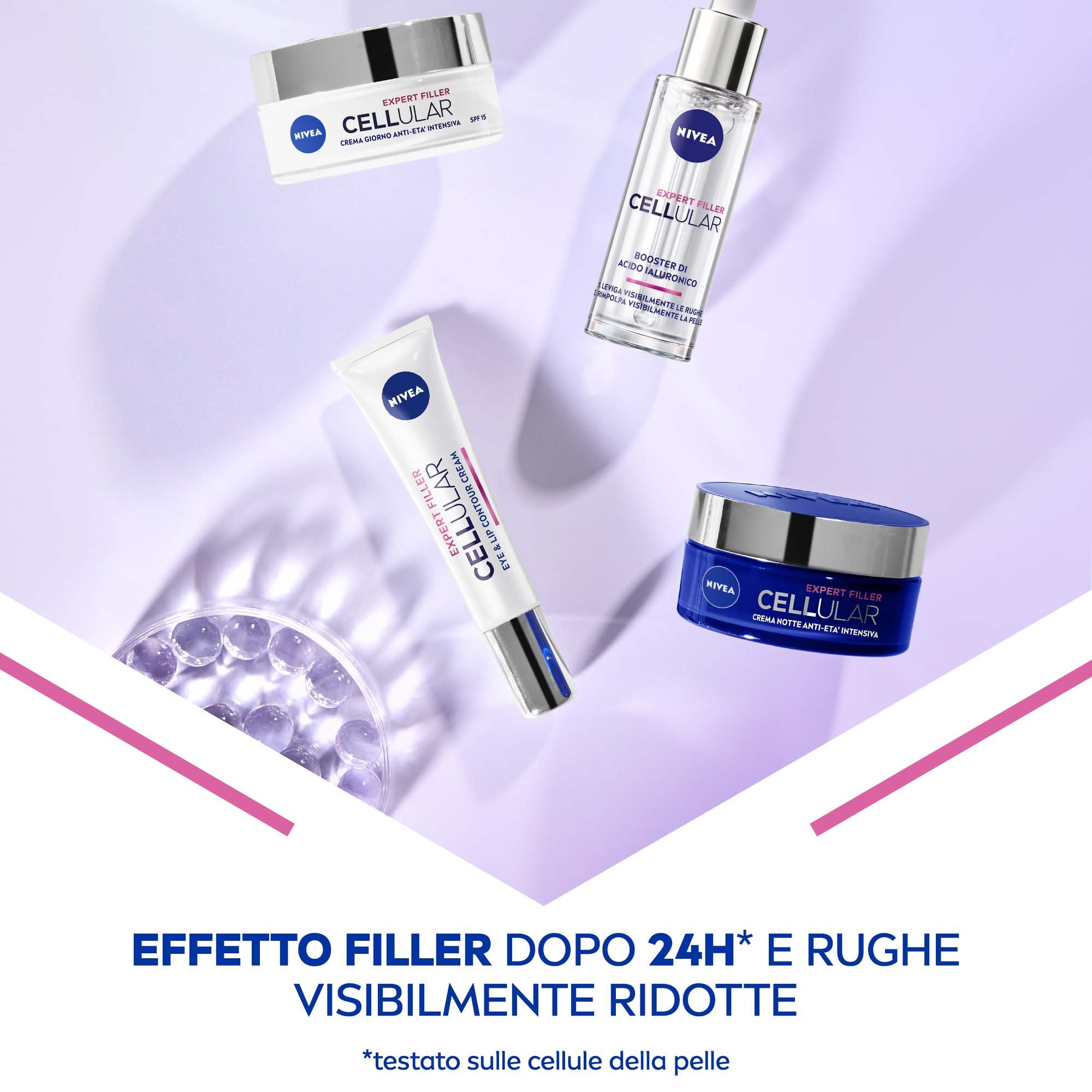 Nivea Cellular Expert Filler Contorno Occhi & Labbra Anti-Età 15 ml, Crema contorno occhi e labbra