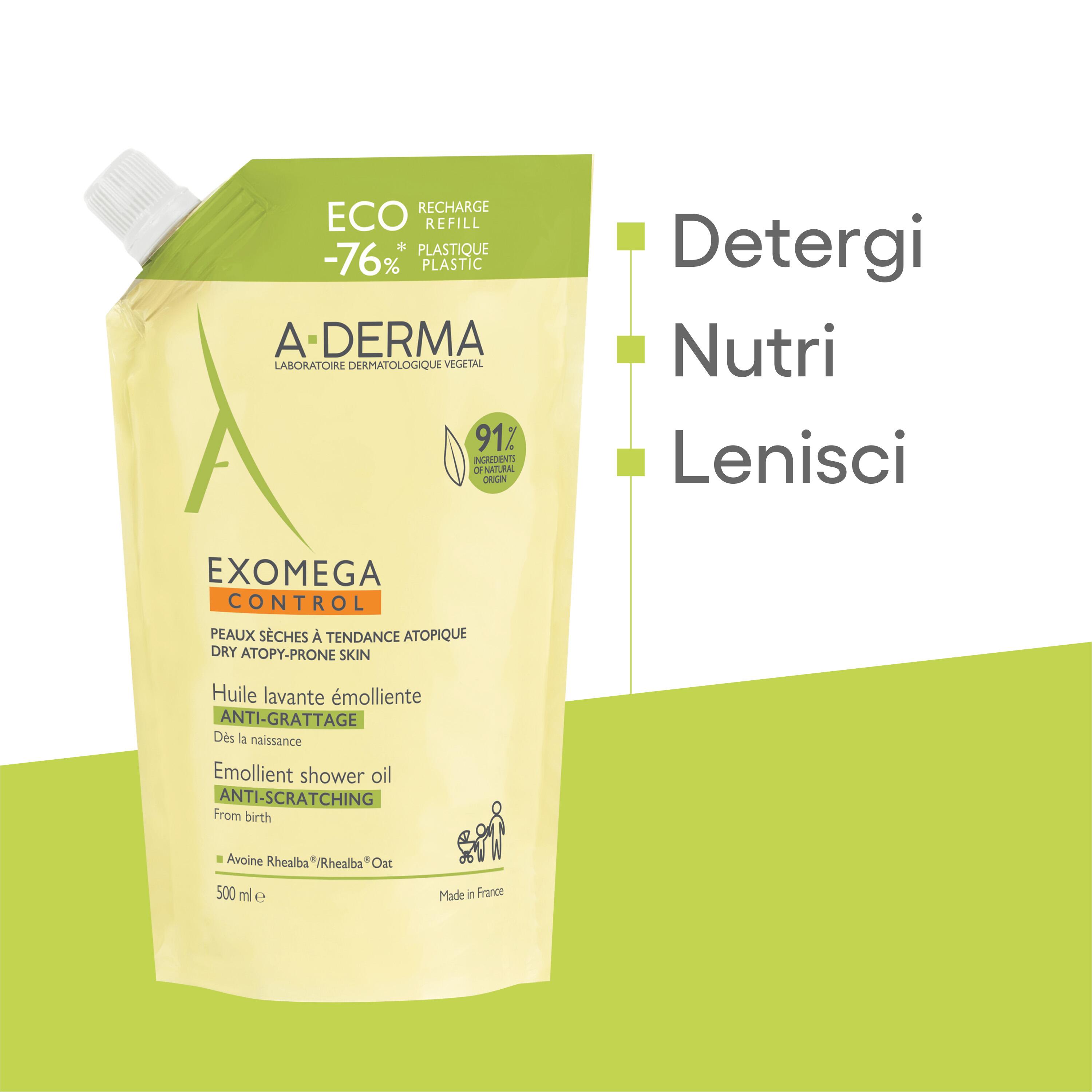 A-Derma Exomega Control - Olio Lavante Emolliente Per Pelle Secca A Tendenza Atopica Ricarica 500 ml