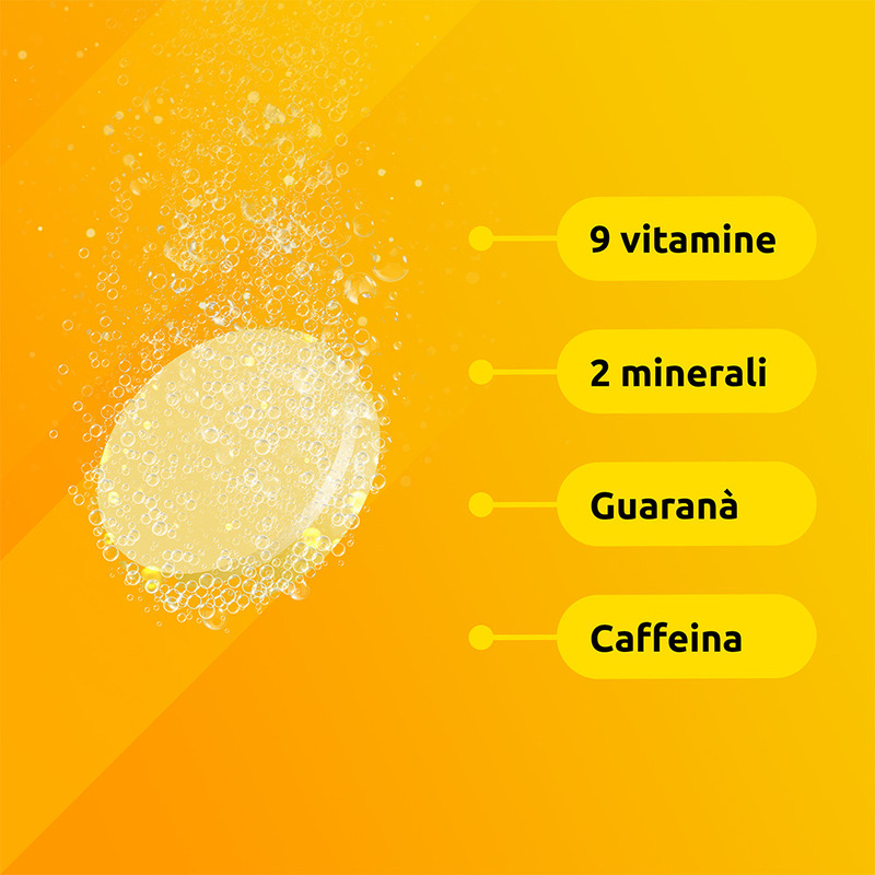 Supradyn Ricarica Mentale Integratore Vitamine e Minerali con Acido Folico, Caffeina e Guaranà per Memoria e Concentrazione, 10 Compresse Effervescenti