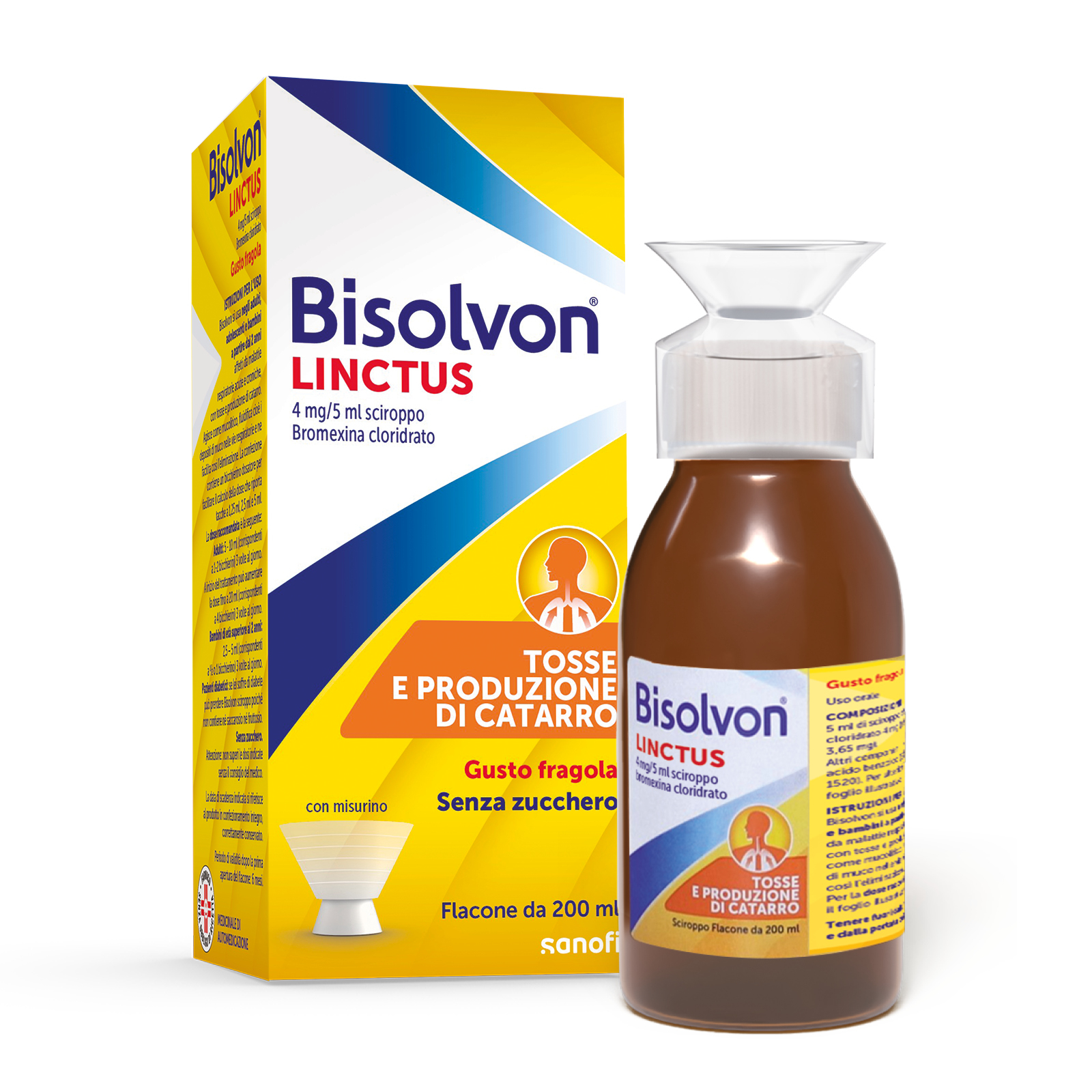 Bisolvon Linctus - Sciroppo per la tosse grassa dei bambini - aroma fragola - 200 ml