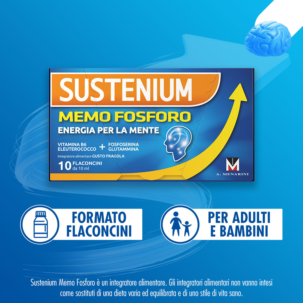 Sustenium Memo Fosforo Integratore Memoria e Concentrazione 10 Flaconcini