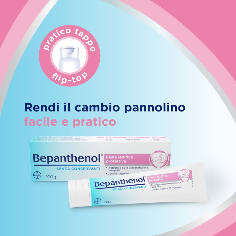 Bepanthenol Pasta Lenitiva Protettiva, cambio Pannolino, con Pantenolo Pro-Vitamina B5 Azione Idratante e Protettiva, contro Irritazione e Arrossamento della Pelle, 100g