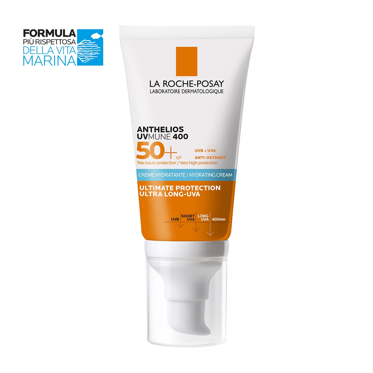 La Roche-Posay Anthelios UVMUNE 400 Crema Idratante Con Profumo SPF 50+ 50ml. Protezione solare idratante.