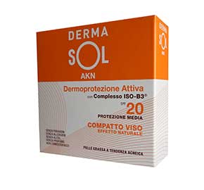 Dermasol AKN Compatto Viso Pelle Grassa Effetto Naturale SPF 20 Protezione Media 10 g