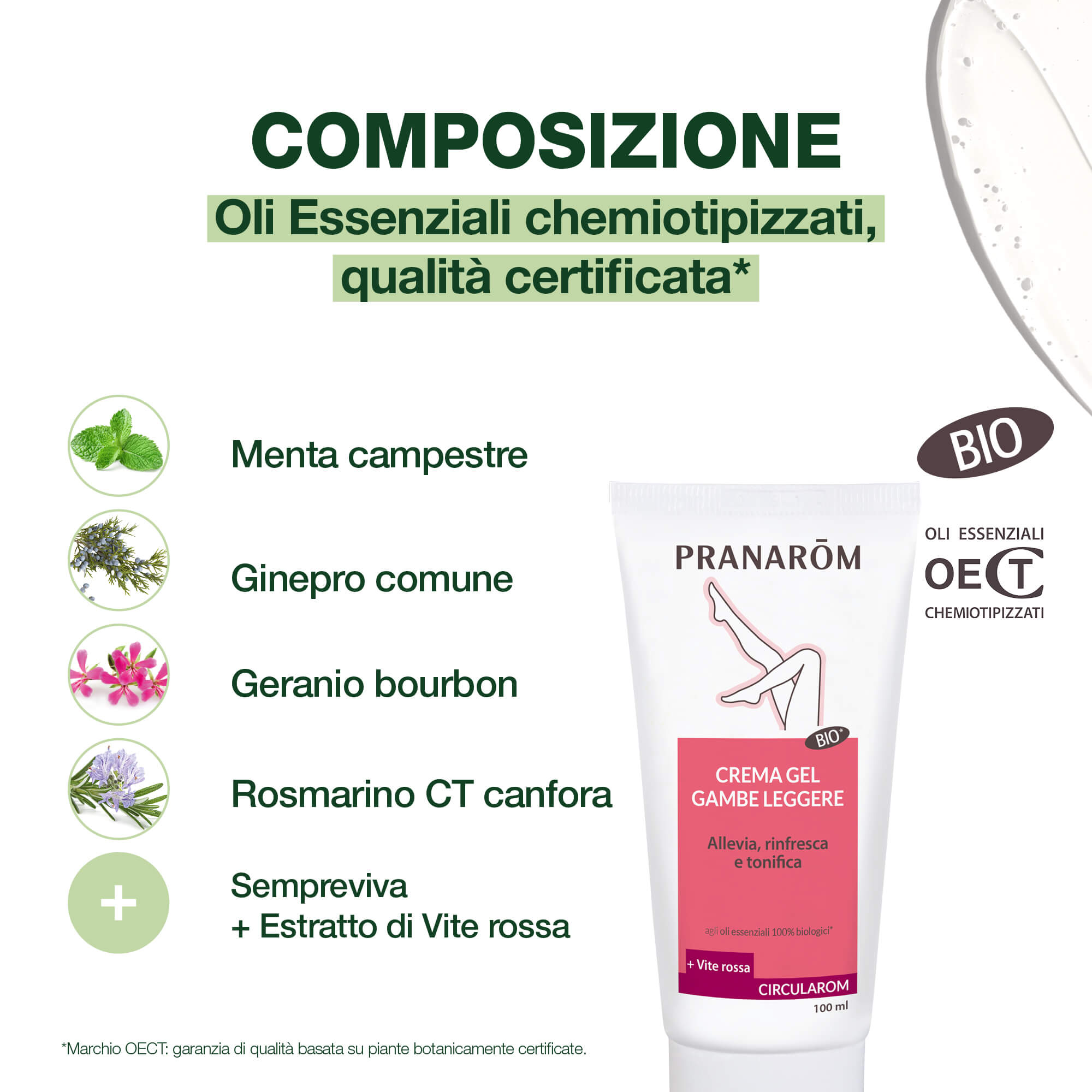 Pranarom Circularom - Crema Gel Per Gambe Leggere Bio 100 ml
