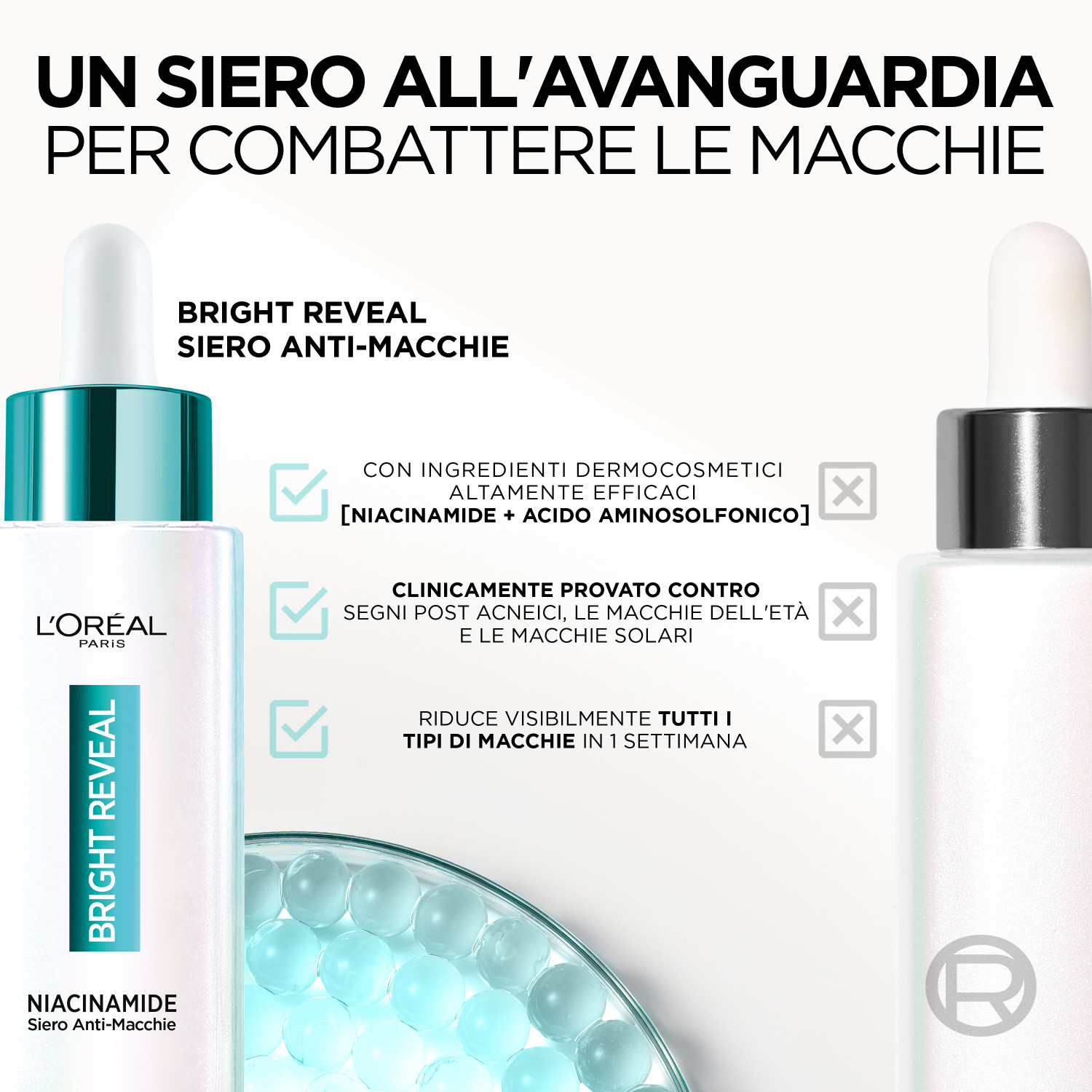 L'Oréal Paris Bright Reveal Siero Anti-Macchie 10% [Niacinamide + Acido Ammino-Solfonico], 30 ml