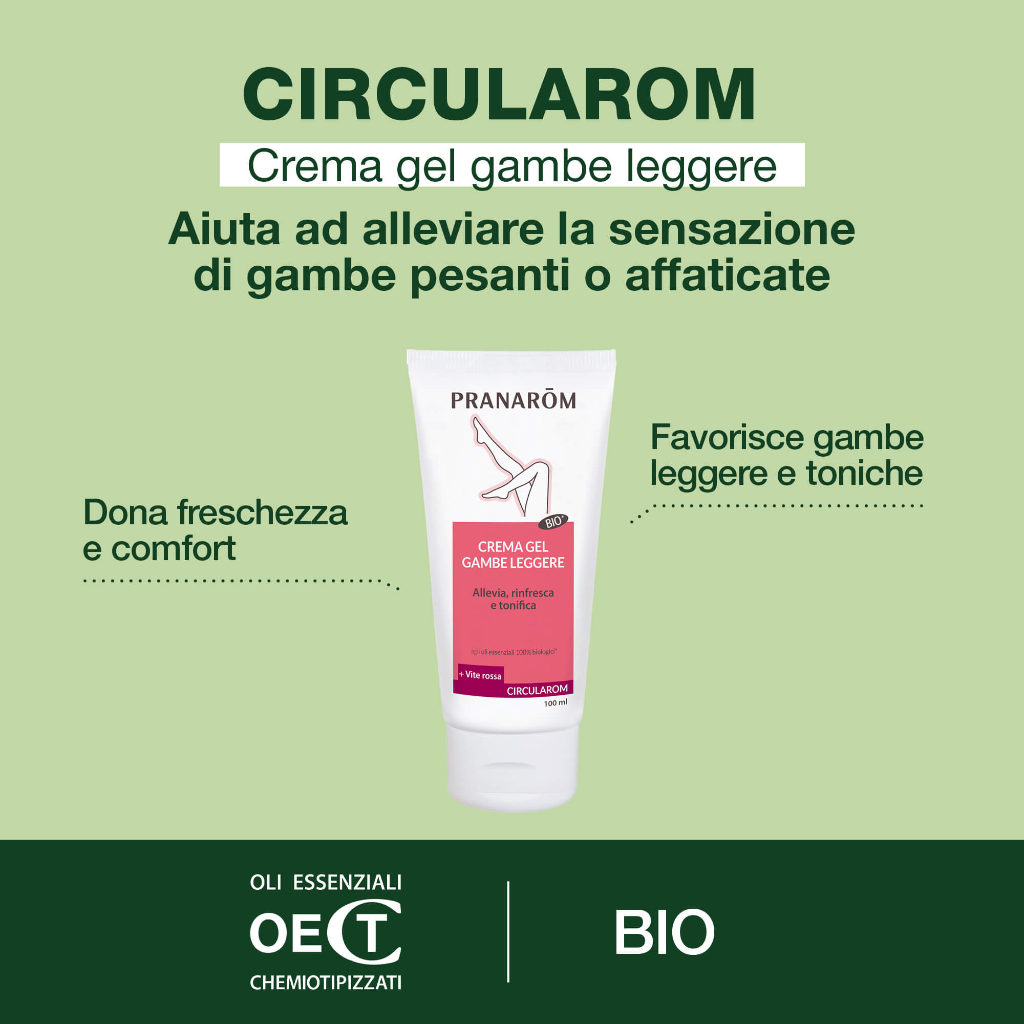 Pranarom Circularom - Crema Gel Per Gambe Leggere Bio 100 ml