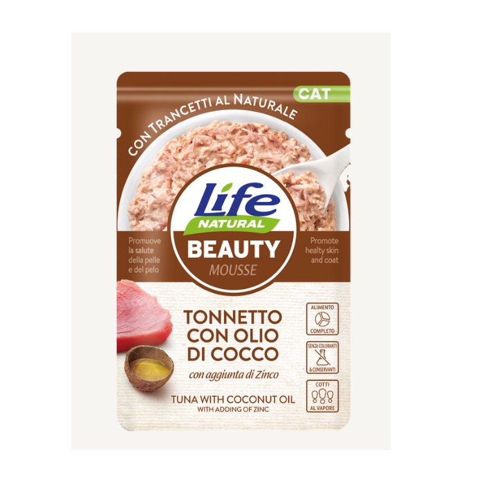 LIFEPETCARE LIFE GATTO BEAUTY MOUSSE TONNETTO OLIO DI COCCO 70GR (bustina)