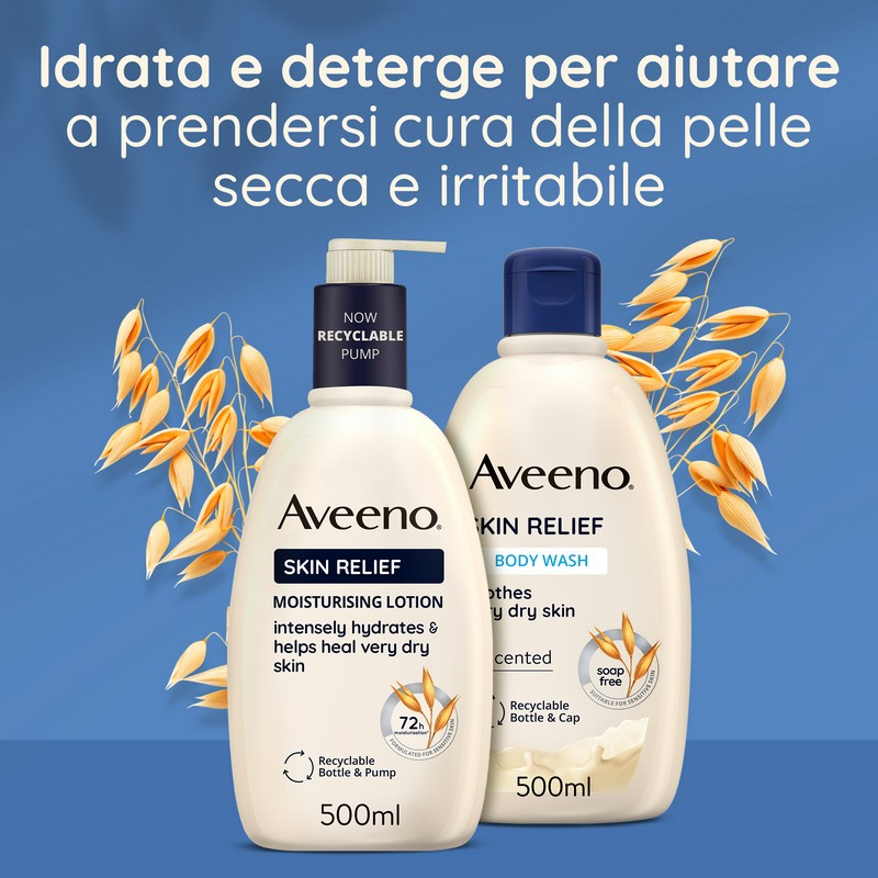 Aveeno, Crema Idratante Lenitiva, Skin Relief, Mentolo, Pelli Secche, 200ml