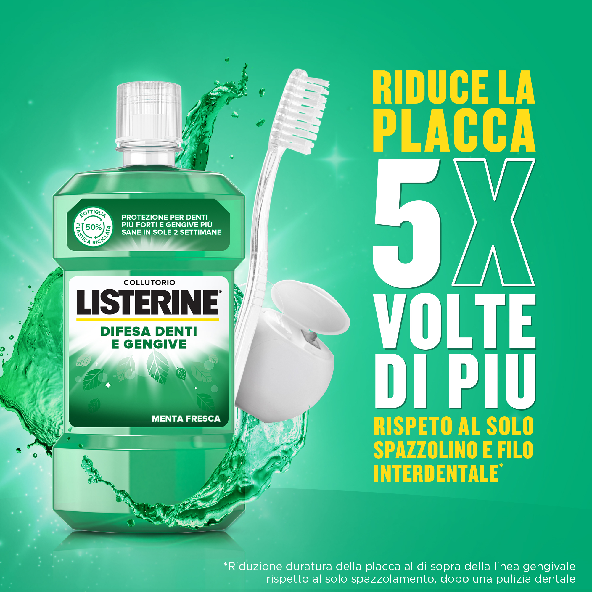 Listerine Difesa Denti e Gengive gusto menta fresca 500ml OFFERTAX2