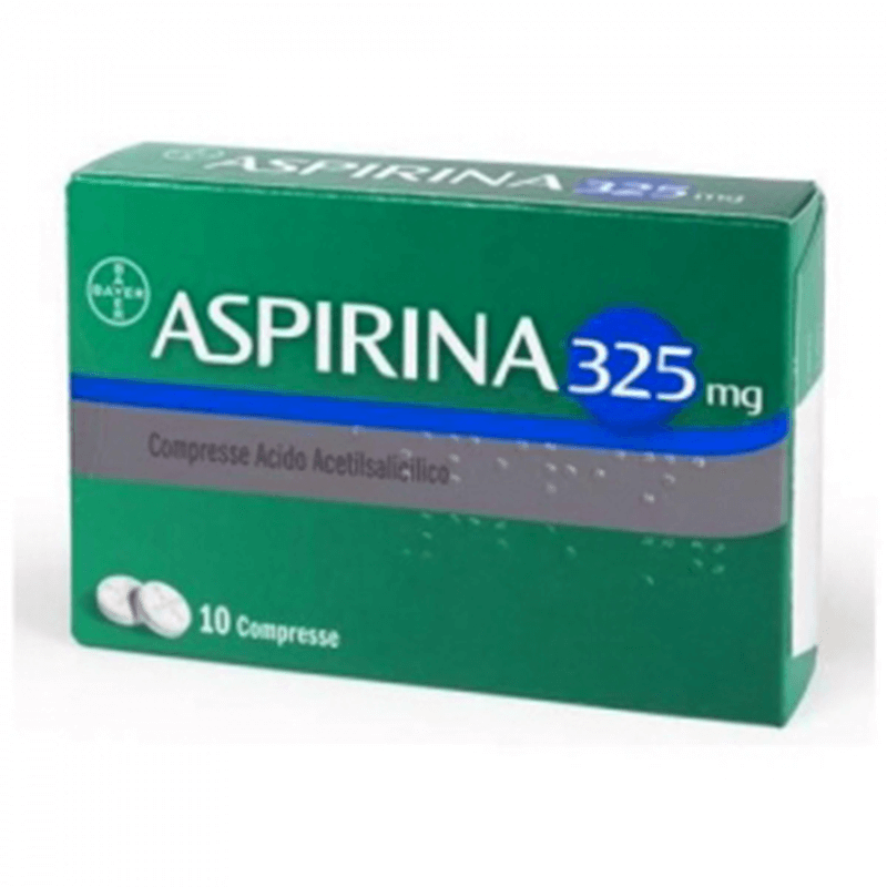 Aspirina 325mg Compresse, a base di Acido Acetilsalicilico, contro Sintomi di Febbre, Influenza e per Dolori Muscolari, Cervicali, Mal di Testa, Mal di Schiena, 10 Compresse