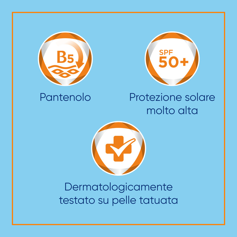 Bepanthenol Tattoo Crema Protezione Solare Molto Alta SPF50+ per Tatuaggio, con Pantenolo, Protegge, Idrata e Rigenera la Pelle Tatuata, 50ml