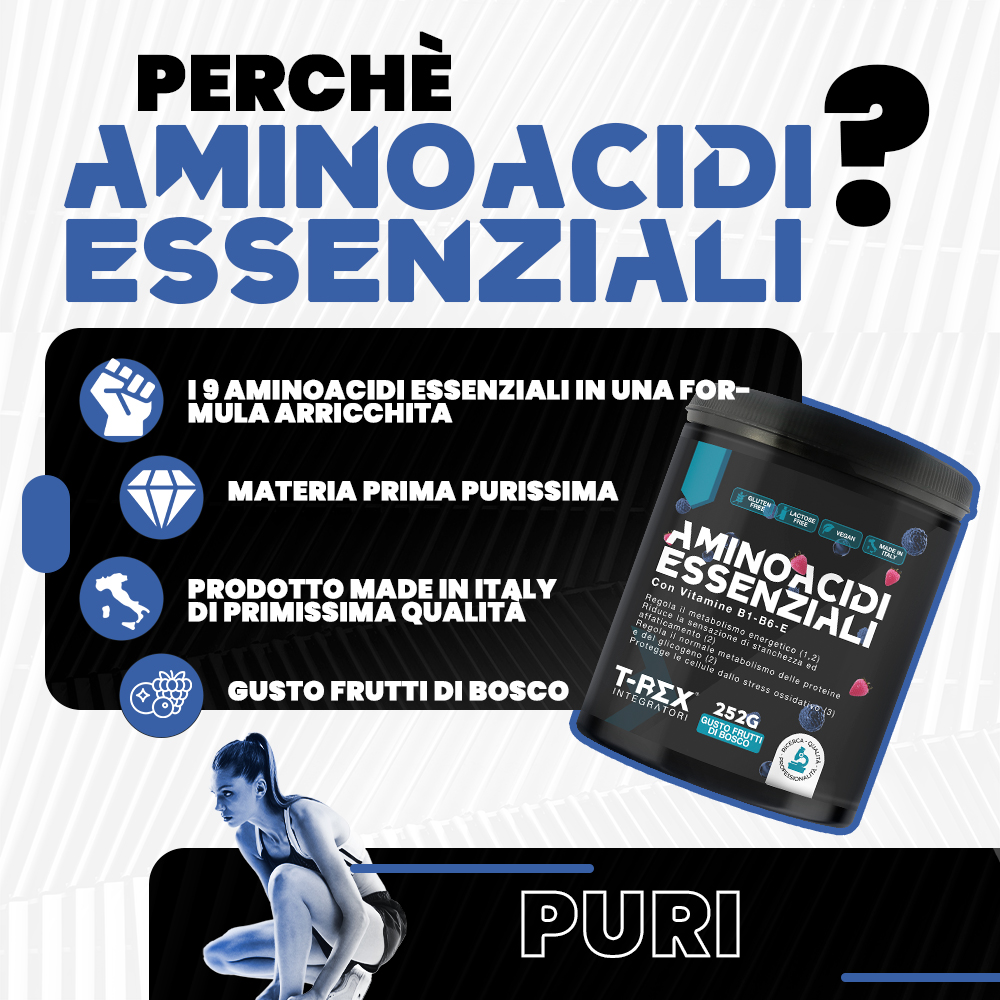 T-Rex Integratori Aminoacidi Essenziali Gusto Frutti Di Bosco 252 g - Integratore Per Gli Sportivi