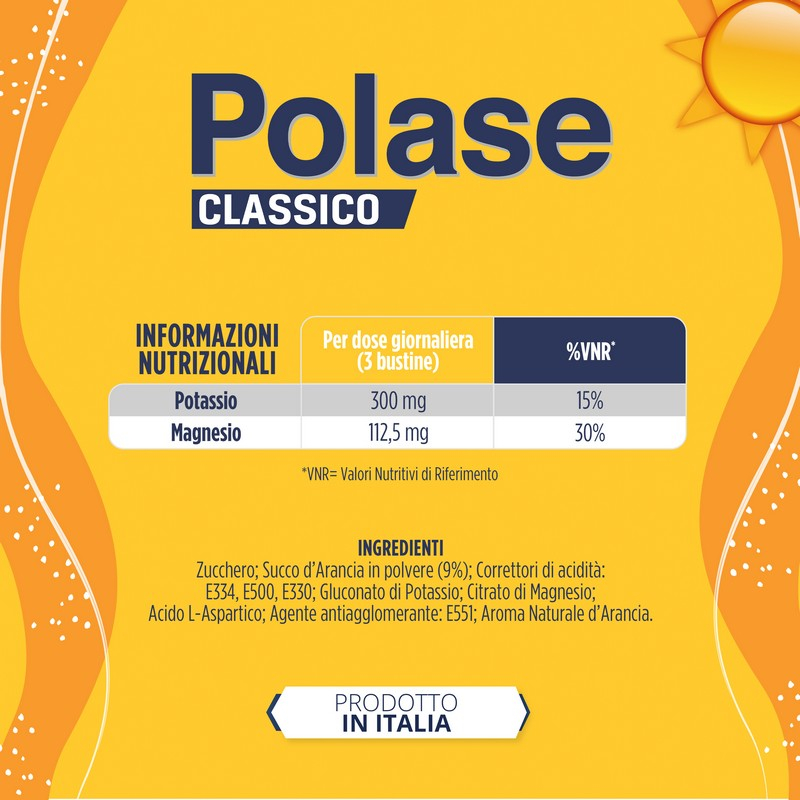 Polase Classico Magnesio e Potassio Integratore Alimentare Sali Minerali Gusto Arancia, 24+36 Bustine