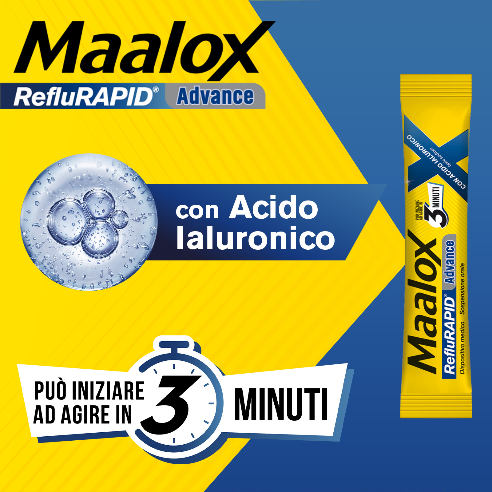 Maalox RefluRAPID Advance 20 Bustine Da 10 ml - Antiacido Per Reflusso Gastroesofageo E Bruciore di Stomaco
