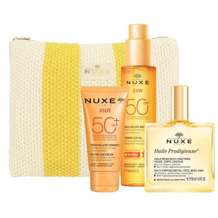 Nuxe Trousse My Summer Crema Solare Viso Spf50+ + 1 Huile Prodigieuse + Olio Solare Viso & Corpo SPF50