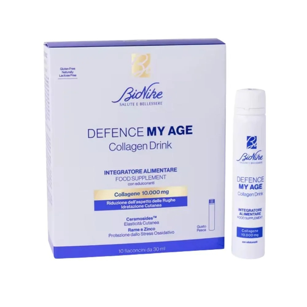 Bionike Defence My Age - Collagen Drink Integratore Collagene Bellezza Pelle, 10 Flaconcini x 30ml