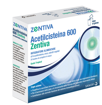 Acetilcisteina 600 Zentiva - Gusto tropical - 10 bustine duocam