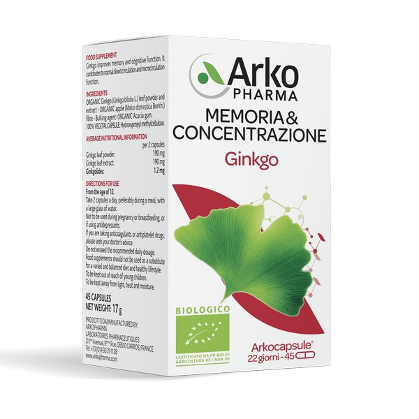 Arkocapsule Ginkgo BIO Integratore Alimentare 45 capsule