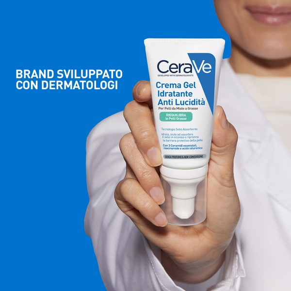 CeraVe Crema Gel Viso Idratante Anti-lucidità, Per Pelli da Miste a Grasse, con Tecnologia Sebo Assorbente, 50ml