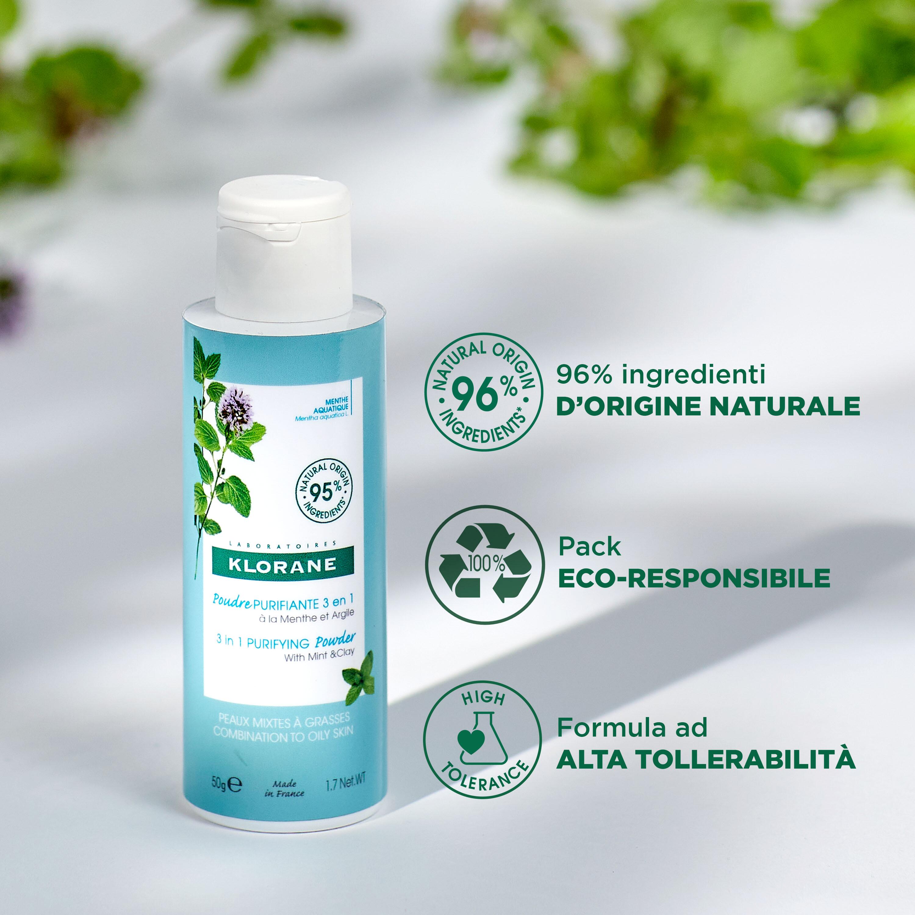 Klorane - Polvere Purificante 3 In 1 Alla Menta Bio E All'Argilla 50 g